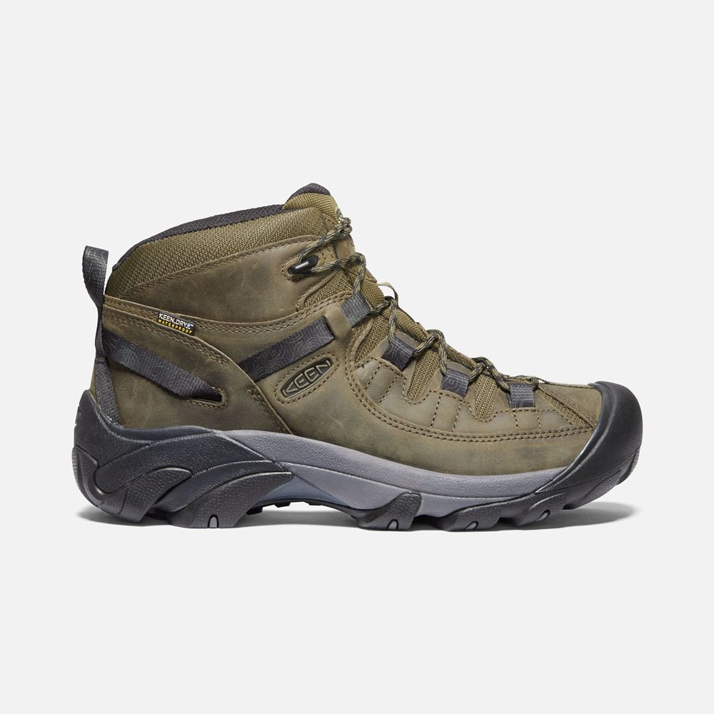 Botas de Seguridad Keen Mexico Verde Oliva/Negros - Hombre Targhee Ii Waterproof Mid - ZH4218563